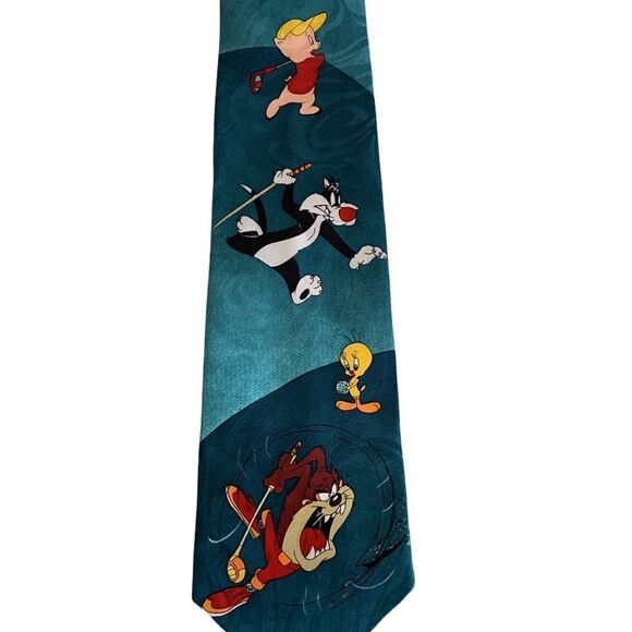 Looney Tunes Golf Tie Tweetie Bird, Elmer Fudd, Sylvester and Taz Vintage - Picture 2 of 11